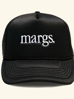 Black Trucker Hat with White Logo